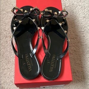 Valentino Rockstud PVC Flat Thong Sandals